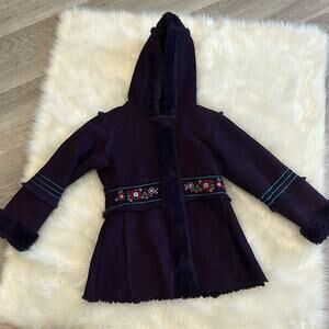 Royal Purple Floral Embroidered Rothschild Peacoat (6X).